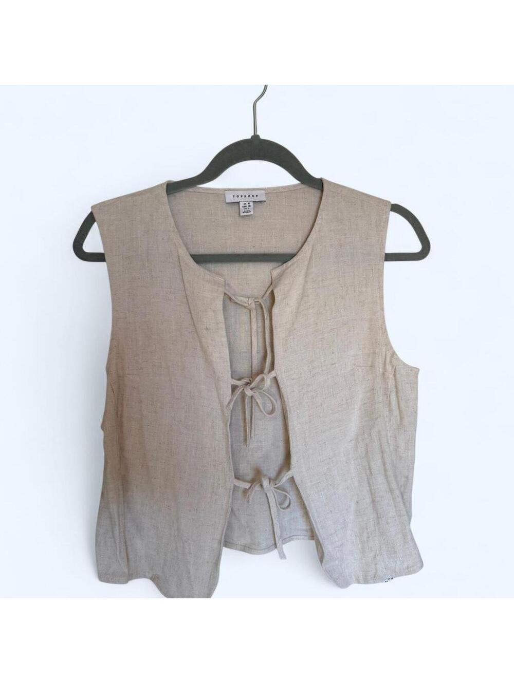 Cream lace-up vest top from Topshop NWT tie front size 6us